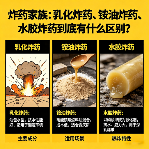 排浦镇炸药家族：乳化炸药、铵油炸药、水胶炸药到底有什么区别？
